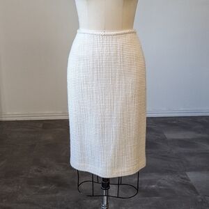 100% Wool Vintage Cream Textured Pencil Skirt